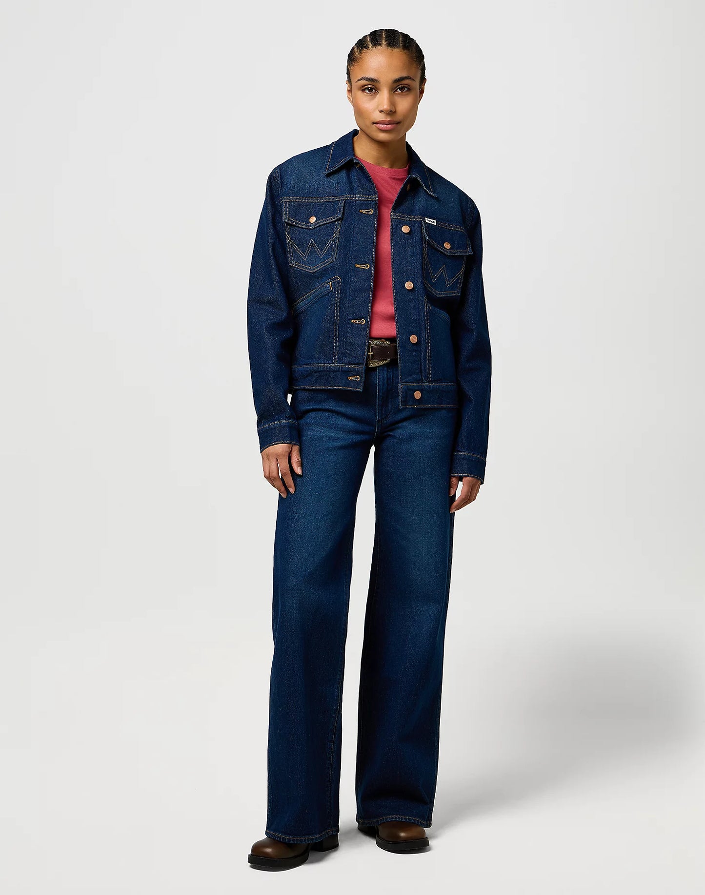 WRANGLER Jeans Donna gamba ampia denim stretch Whirlpool “World Wide”