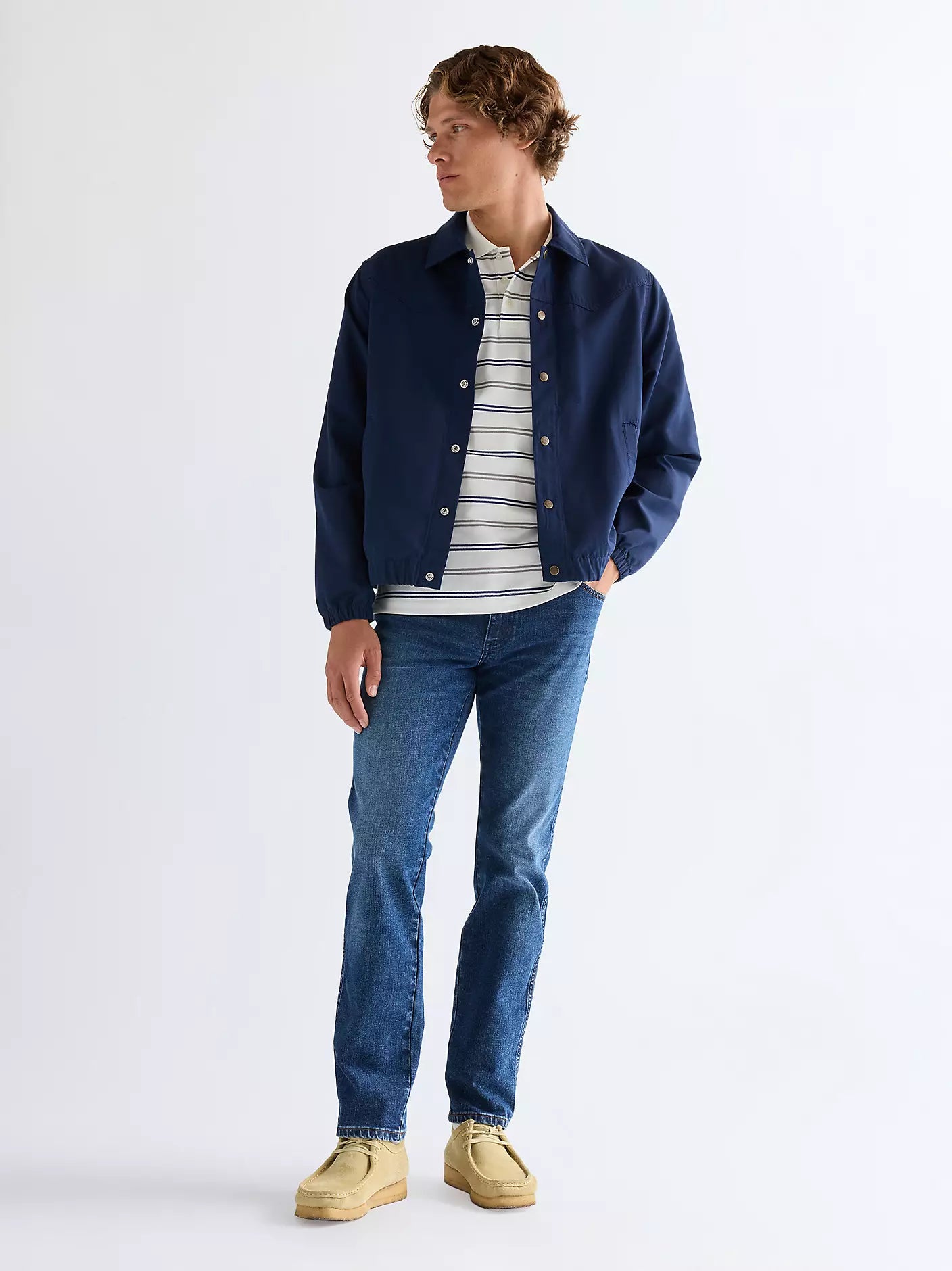 Wrangler Giacca Uomo Coaches con carré western in cotone Blu