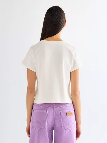 Wrangler · T-shirt donna ricamo western bianco