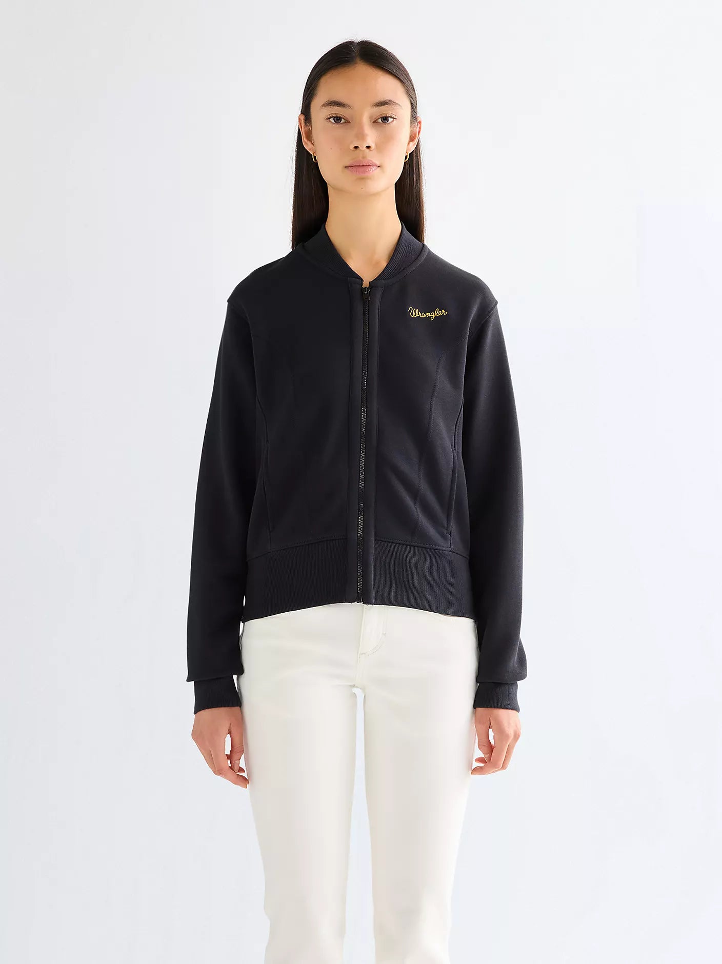Wrangler · Felpa Aviator donna zip collo bomber nero