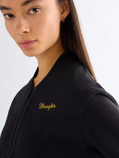 Wrangler · Felpa Aviator donna zip collo bomber nero