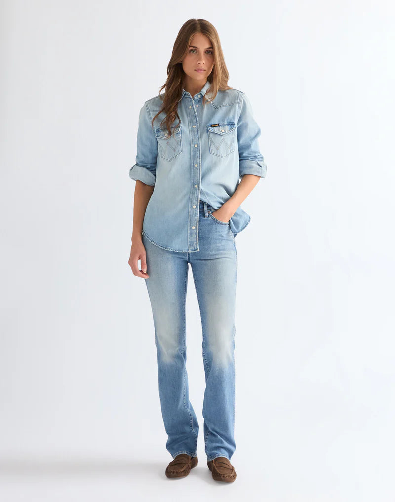 Wrangler · Jeans donna straight vita media blu chiaro