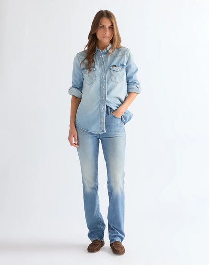 Wrangler · Jeans donna straight vita media blu chiaro