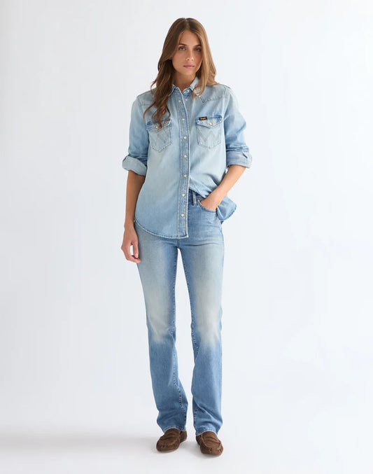 Wrangler · Jeans donna straight vita media blu chiaro