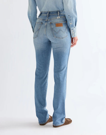 Wrangler · Jeans donna straight vita media blu chiaro