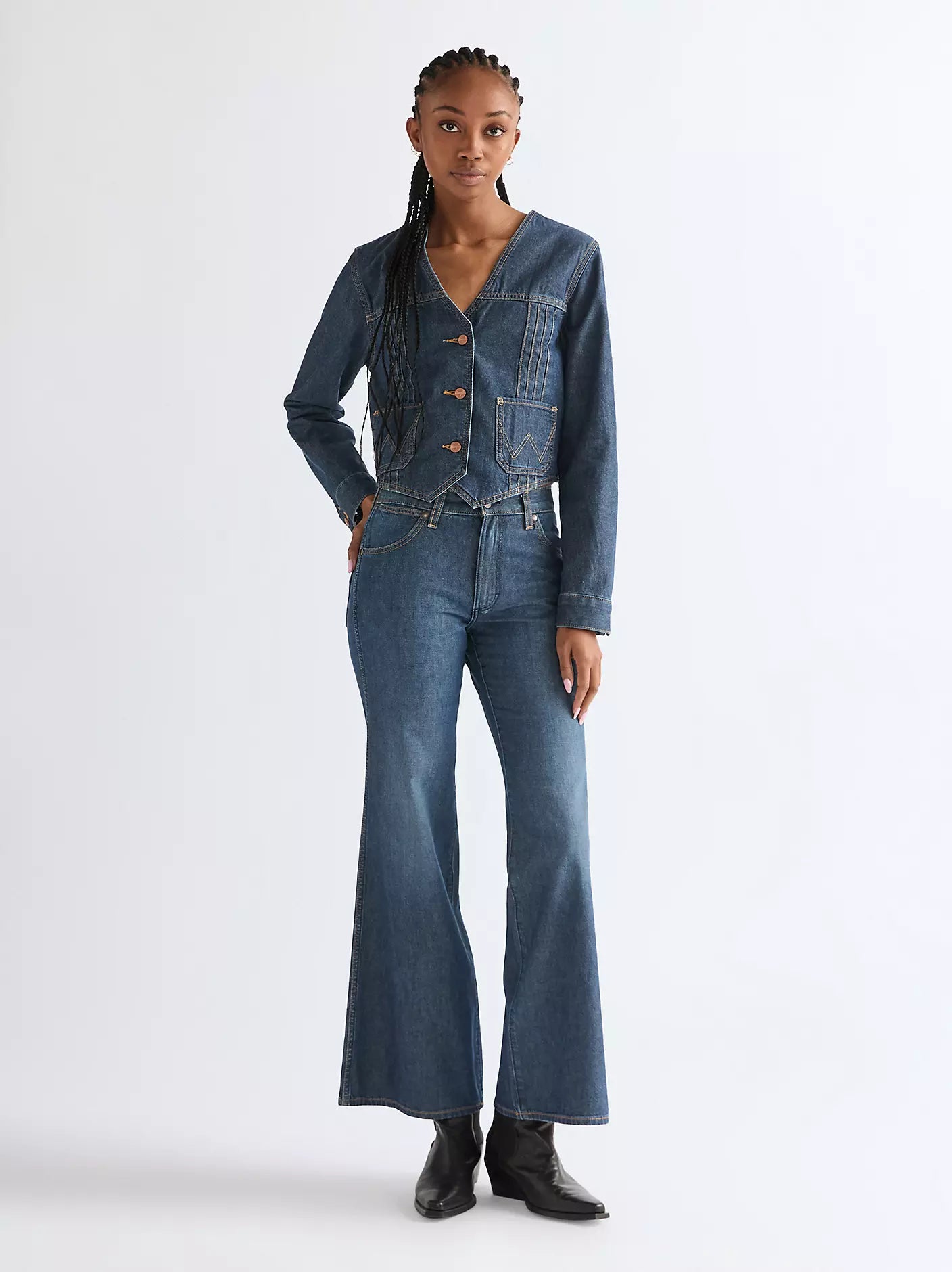 Wrangler · Jeans donna flare 70s blu scuro