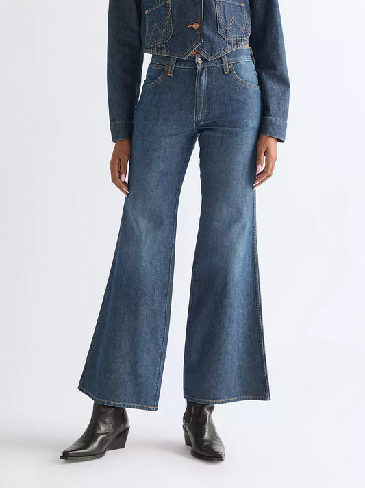 Wrangler Jeans Donna 70s Flare a zampa in denim di cotone