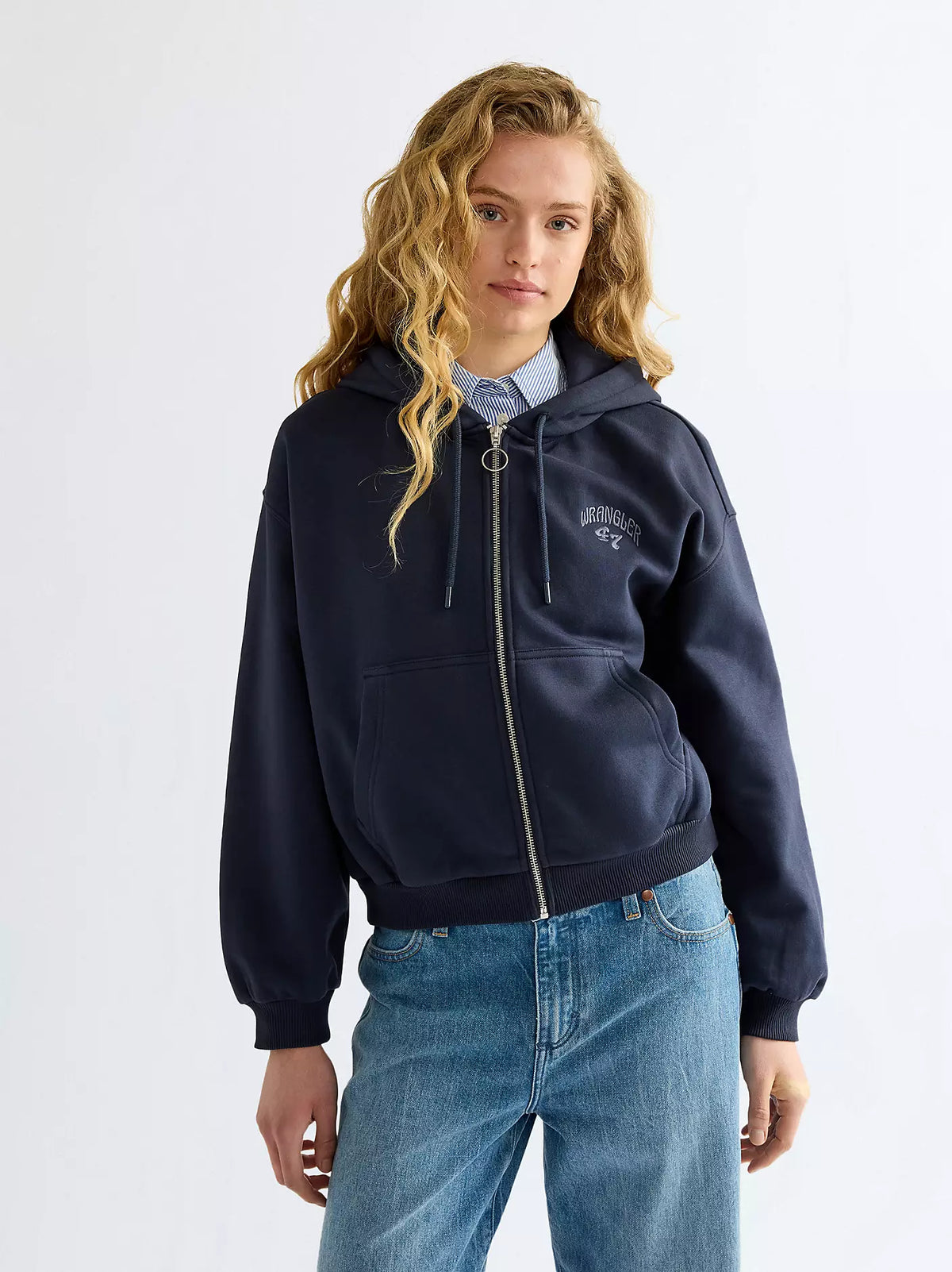 Wrangler · Felpa donna oversize cappuccio zip cotone