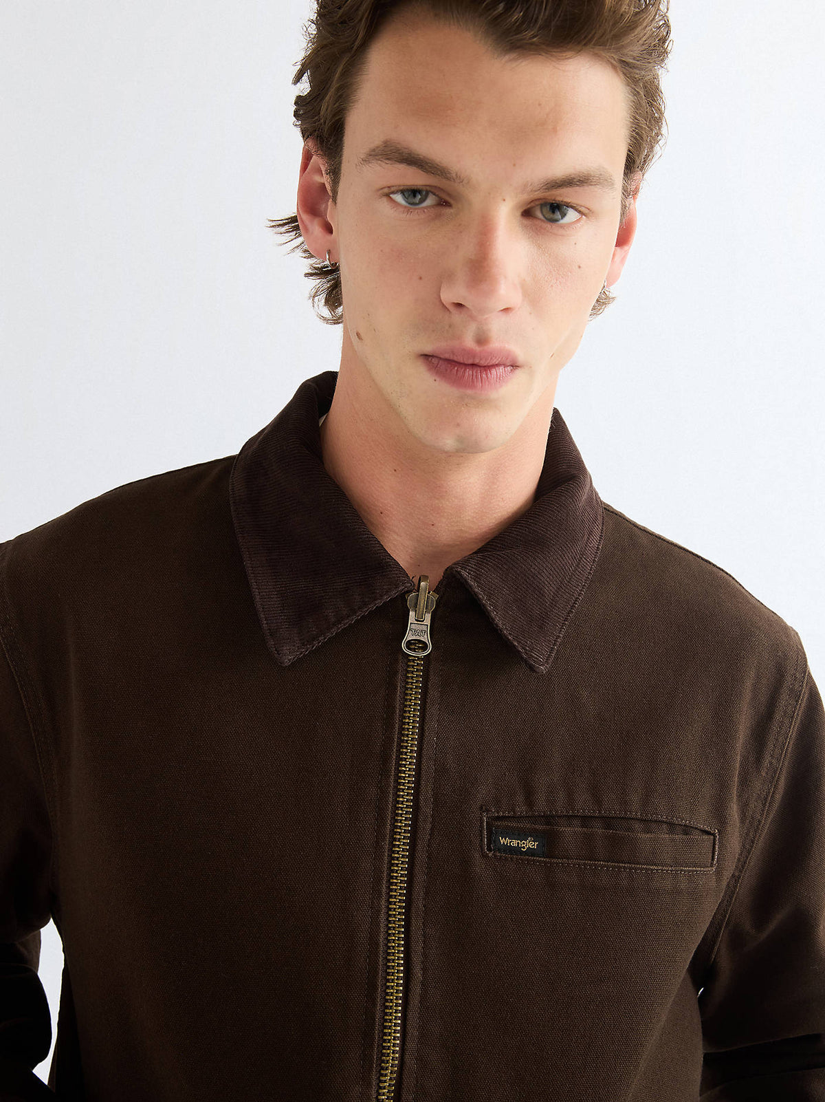 Wrangler giacca Utility uomo Chocolate Torte dettaglio