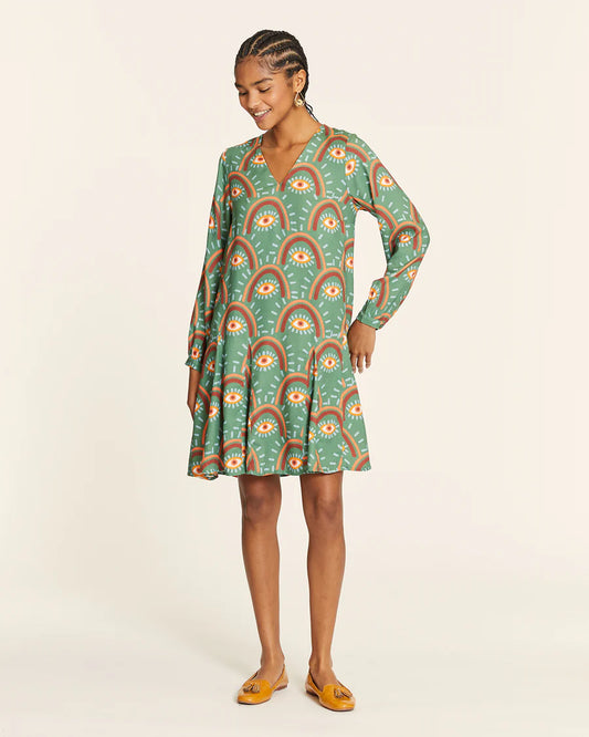 Vestito corto donna Pepaloves con stampa Big Eyes – Verde