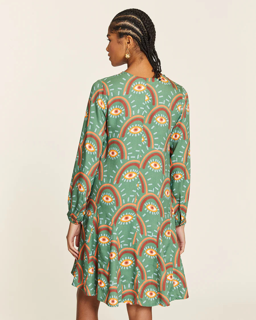 Vestito corto donna Pepaloves con stampa Big Eyes – Verde