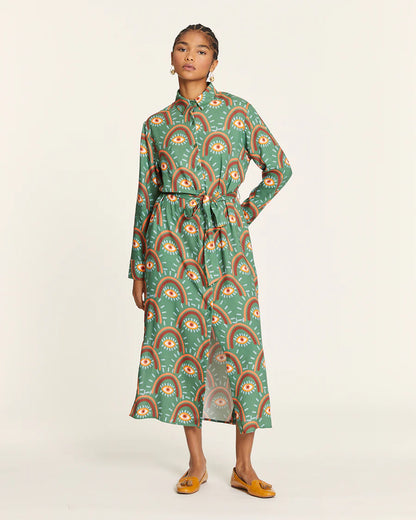 Abito Camicia Lungo Big Eyes in Rayon Stampato - Pepaloves