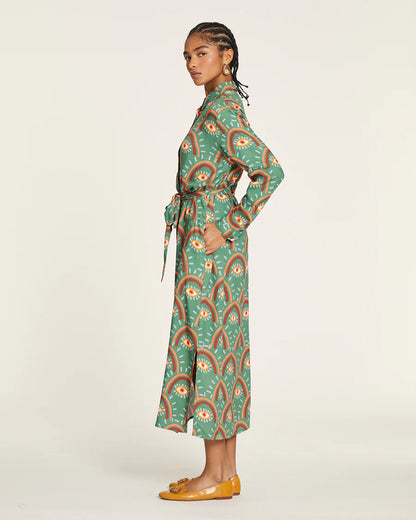 Abito Camicia Lungo Big Eyes in Rayon Stampato - Pepaloves