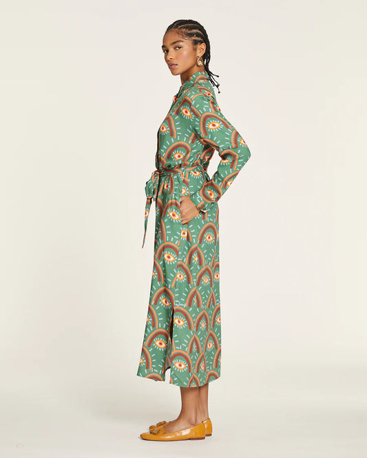 Abito Camicia Lungo Big Eyes in Rayon Stampato - Pepaloves