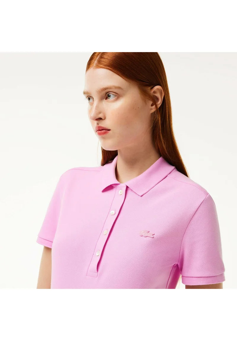 LACOSTE Polo Donna Slim fit in Piqué di cotone stretch manica corta Rosa