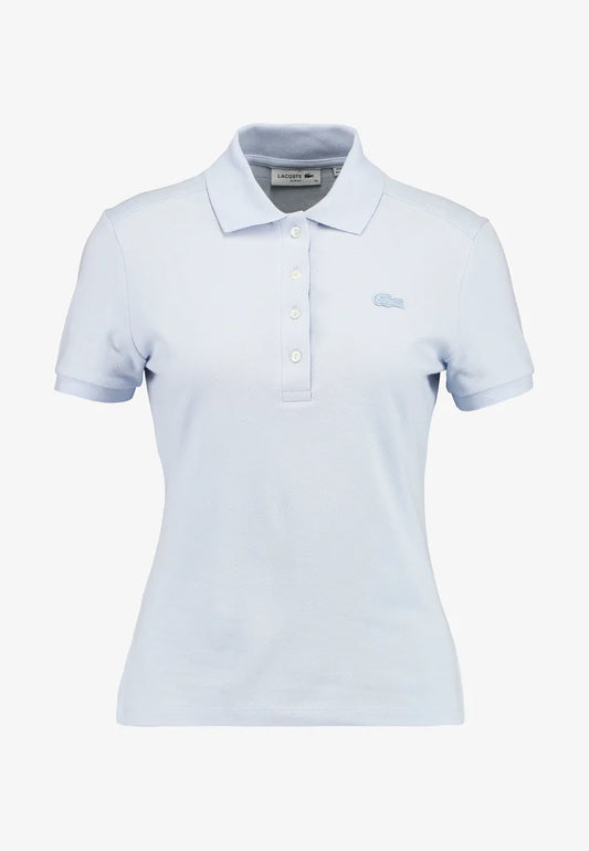 LACOSTE Polo Donna Slim fit in Piqué di cotone stretch manica corta celeste chiaro
