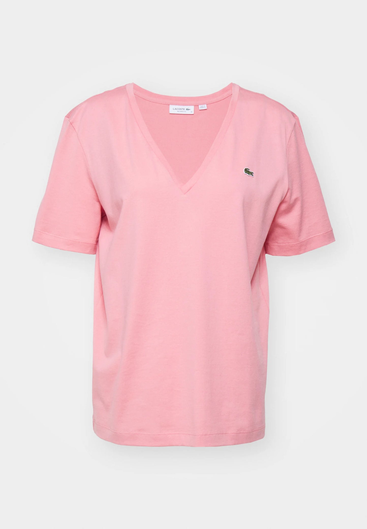 LACOSTE T-Shirt Donna Manica Corta Scollo V in Cotone