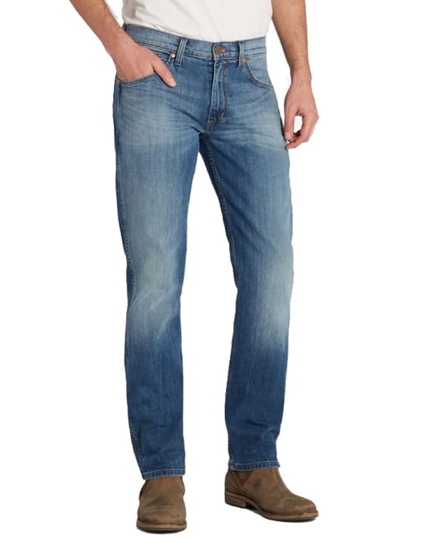 WRANGLER Jeans Uomo Regular Straight denim Blue What Blue “Greensboro”