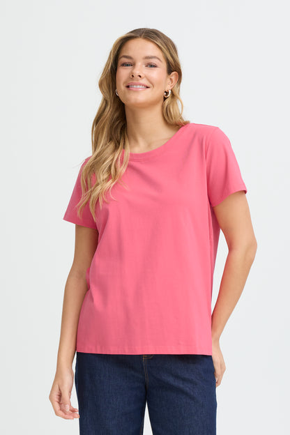 Fransa T-shirt Donna girocollo basic elasticizzata in cotone