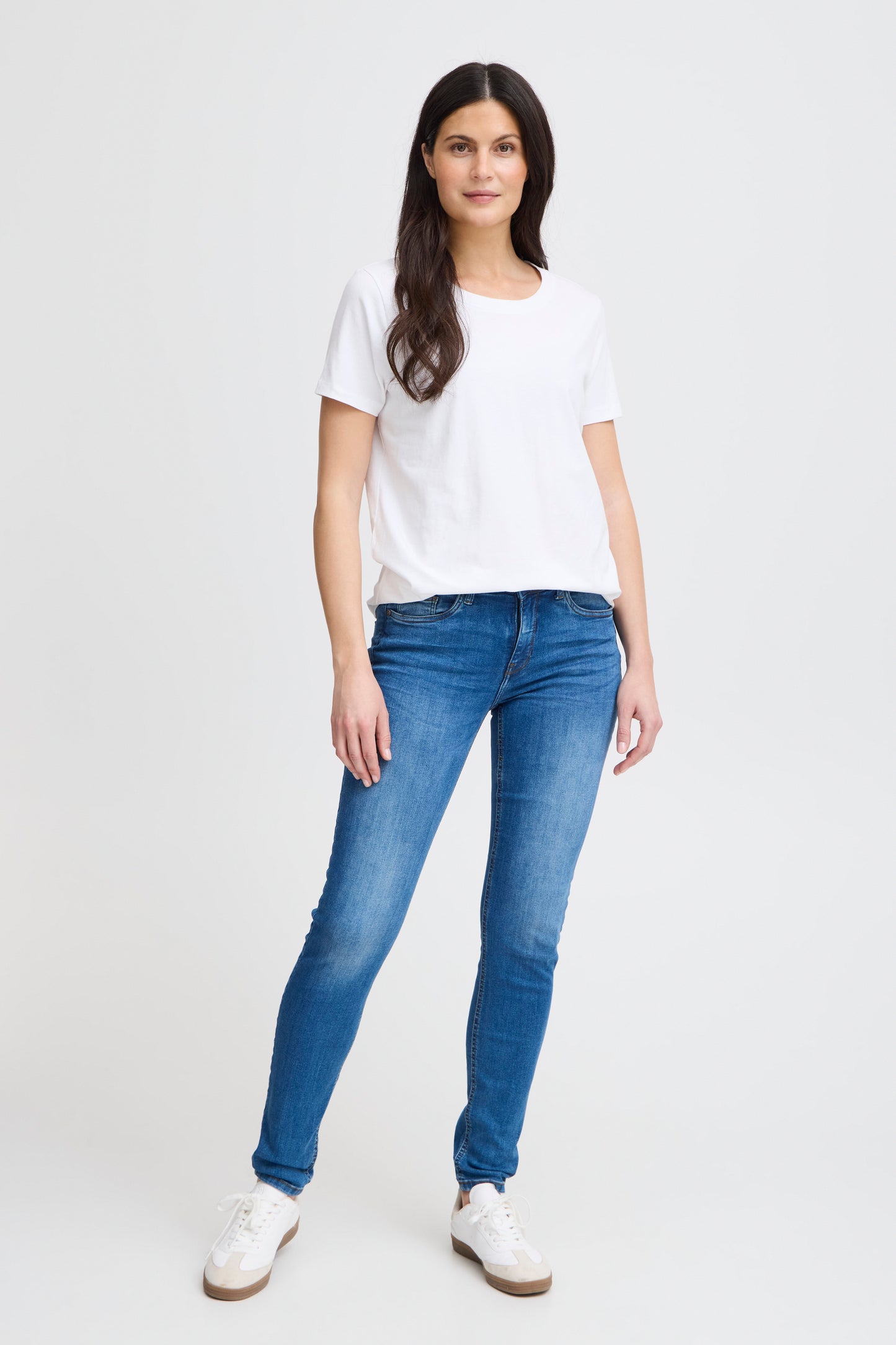 Fransa T-shirt Donna girocollo basic elasticizzata in cotone