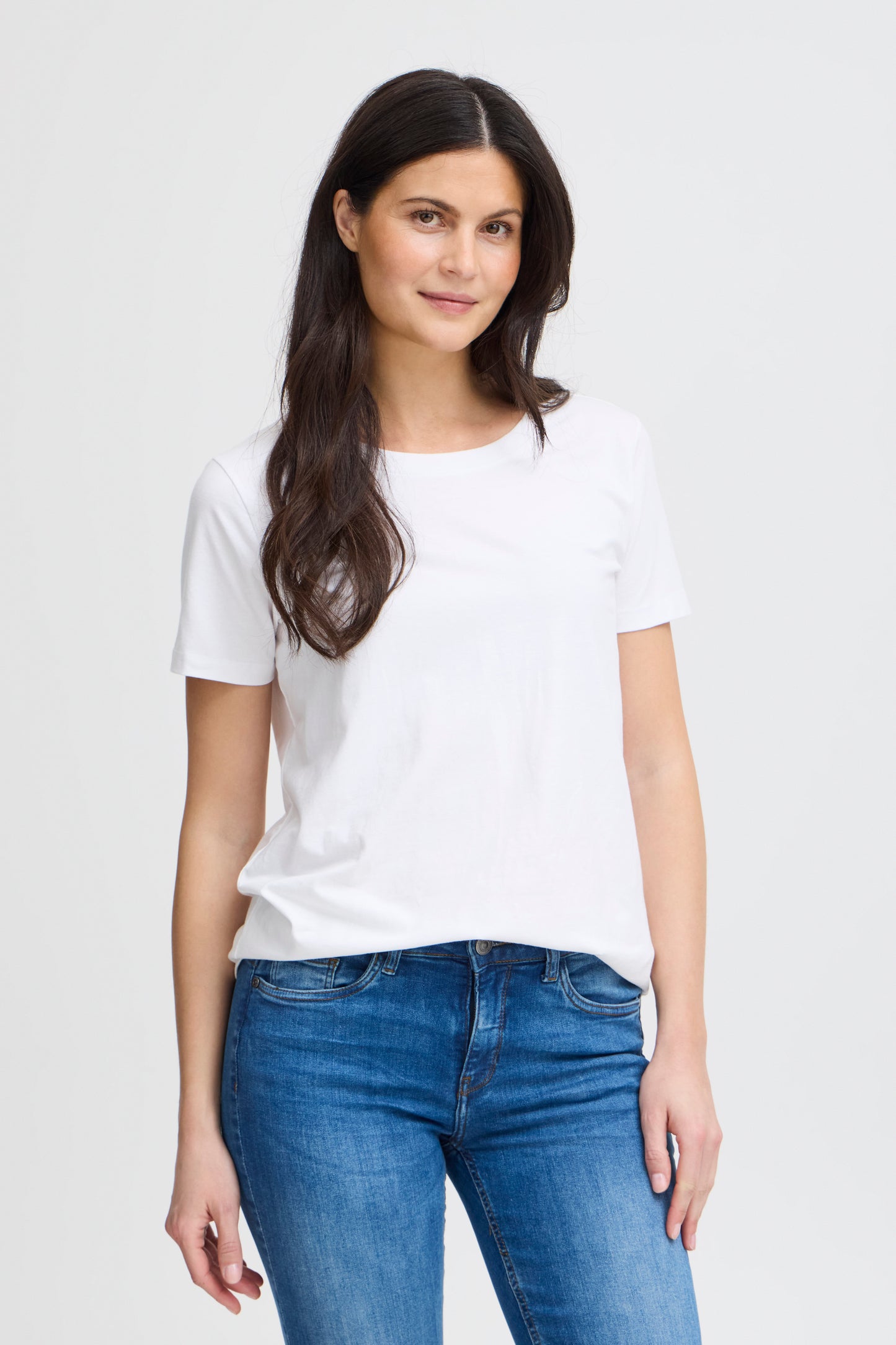 Fransa T-shirt Donna girocollo basic elasticizzata in cotone