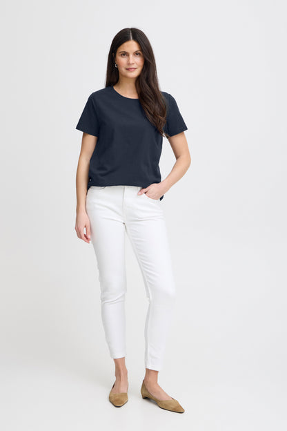 Fransa T-shirt Donna girocollo basic elasticizzata in cotone