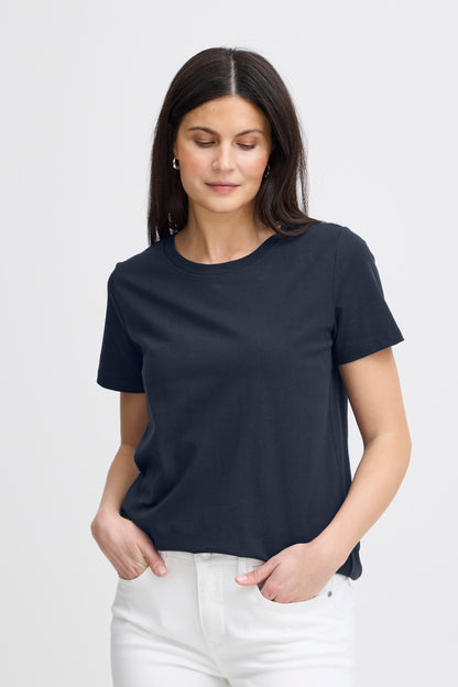 Fransa T-shirt Donna girocollo basic elasticizzata in cotone