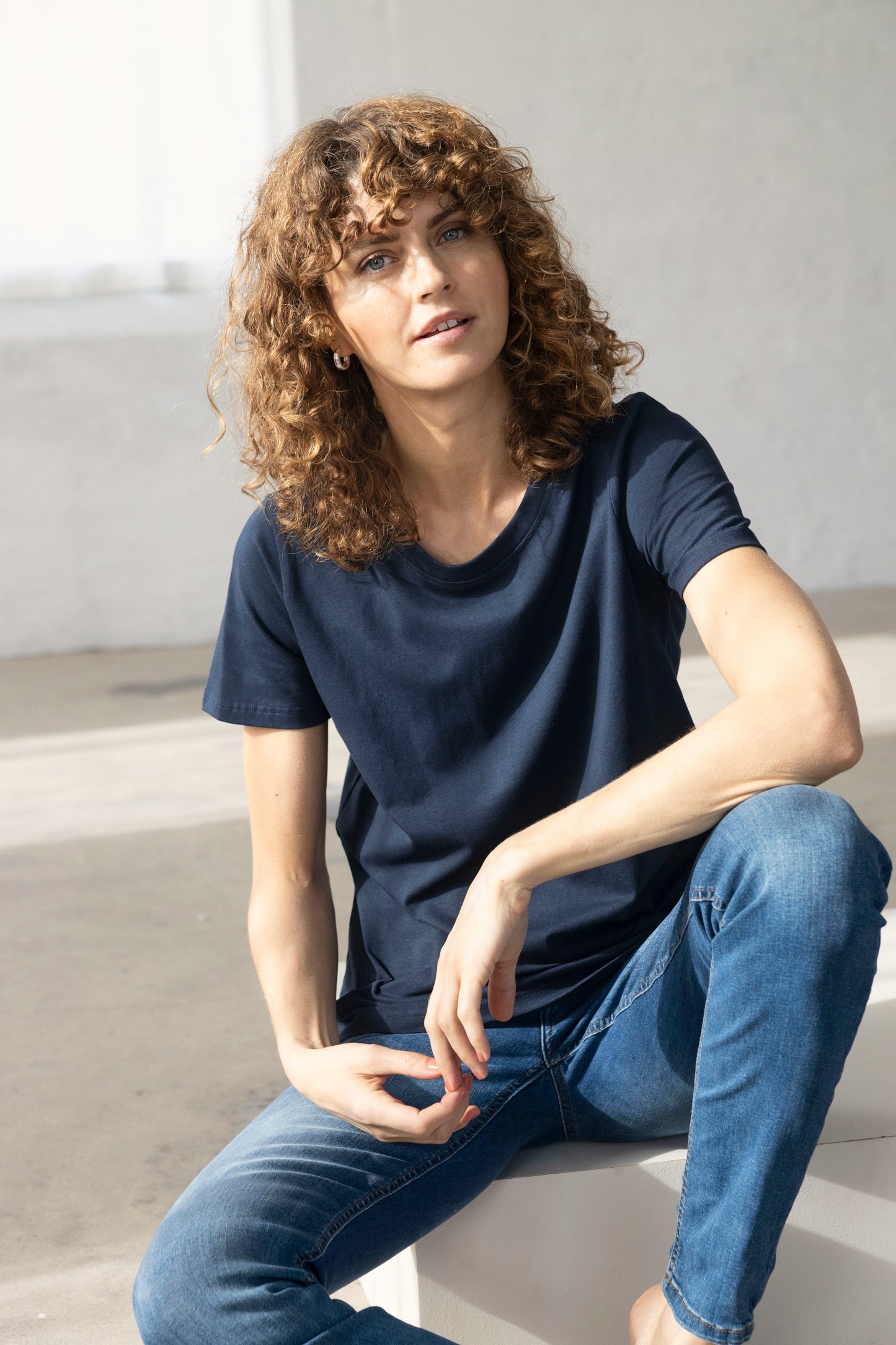Fransa T-shirt Donna girocollo basic elasticizzata in cotone