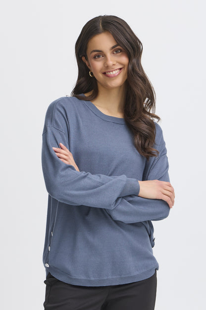 FRANSA Maglione Donna con bottoni laterali in Viscosa e Poliestere