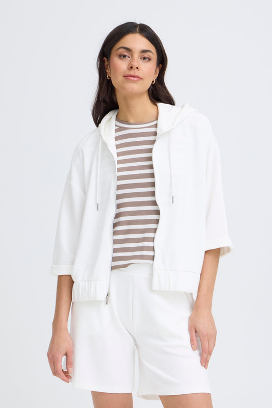 Fransa Felpa Donna con Cappuccio e Zip Manica a 3/4 in Modal Stretch