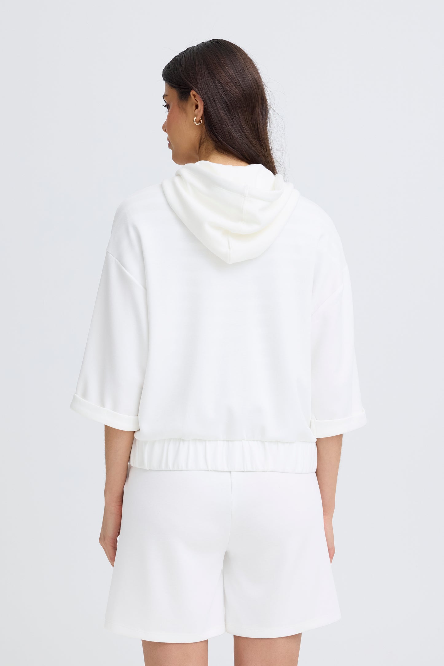 Fransa Felpa Donna con Cappuccio e Zip Manica a 3/4 in Modal Stretch