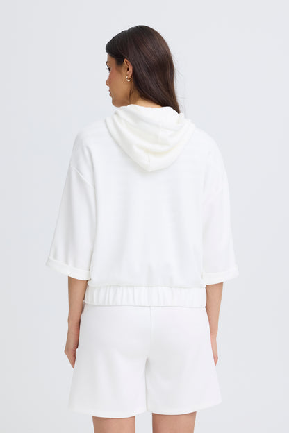 Fransa Felpa Donna con Cappuccio e Zip Manica a 3/4 in Modal Stretch