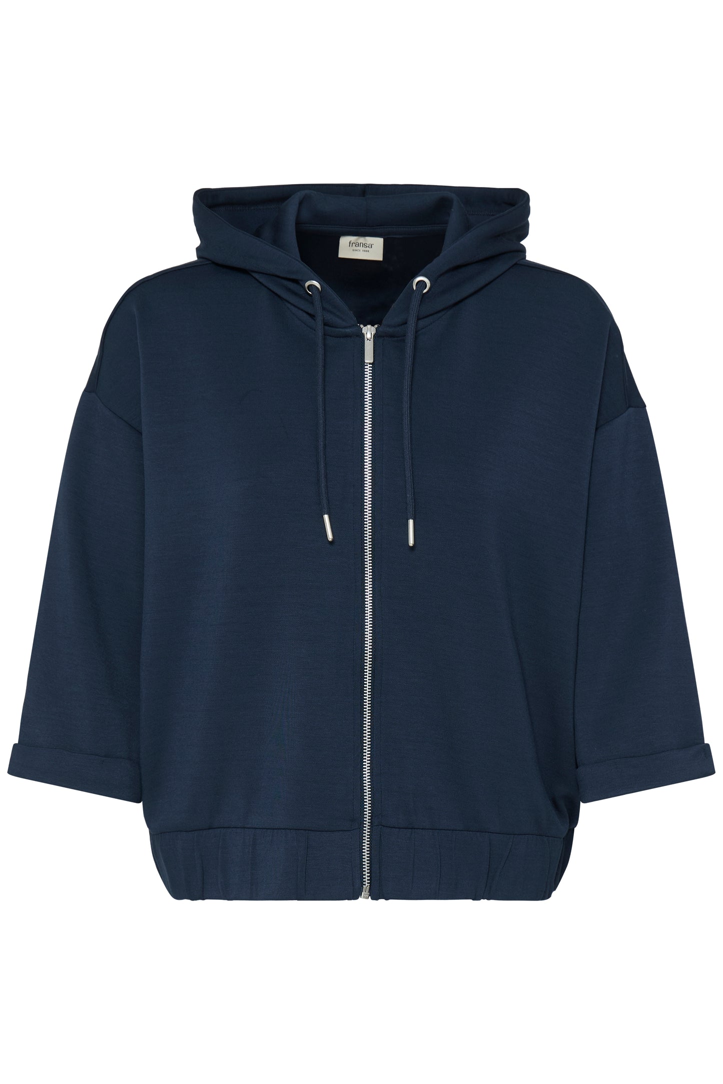 Fransa Felpa Donna con Cappuccio e Zip Manica a 3/4 in Modal Stretch