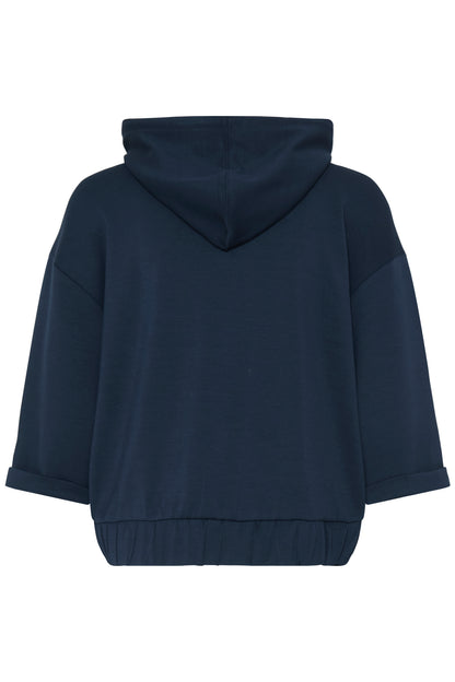 Fransa Felpa Donna con Cappuccio e Zip Manica a 3/4 in Modal Stretch