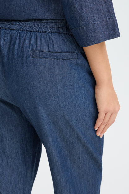 Fransa Pantalone Donna dritto in cotone leggero Blu