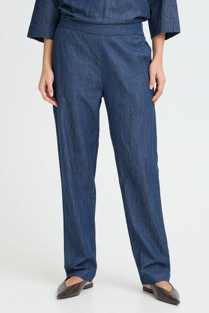 Fransa Pantalone Donna dritto in cotone leggero Blu