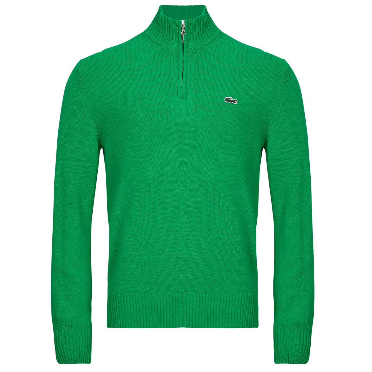 LACOSTE Maglione Collo Alto con Zip in lana cardata