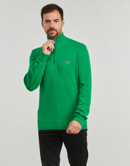 LACOSTE Maglione Collo Alto con Zip in lana cardata