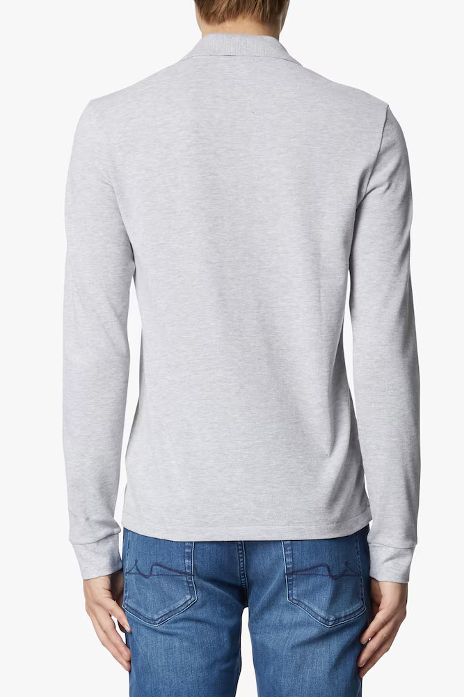Polo Lacoste in Cotone Piqué Maniche Lunghe Grigio
