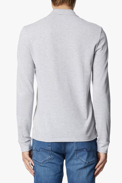 Polo Lacoste in Cotone Piqué Maniche Lunghe Grigio