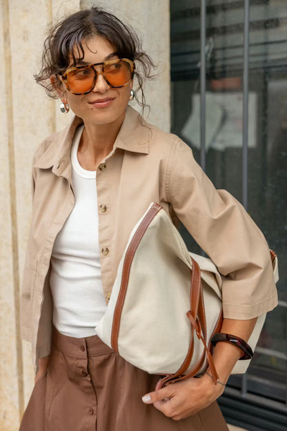 Fransa · Giacca donna boxy manica 3/4 beige