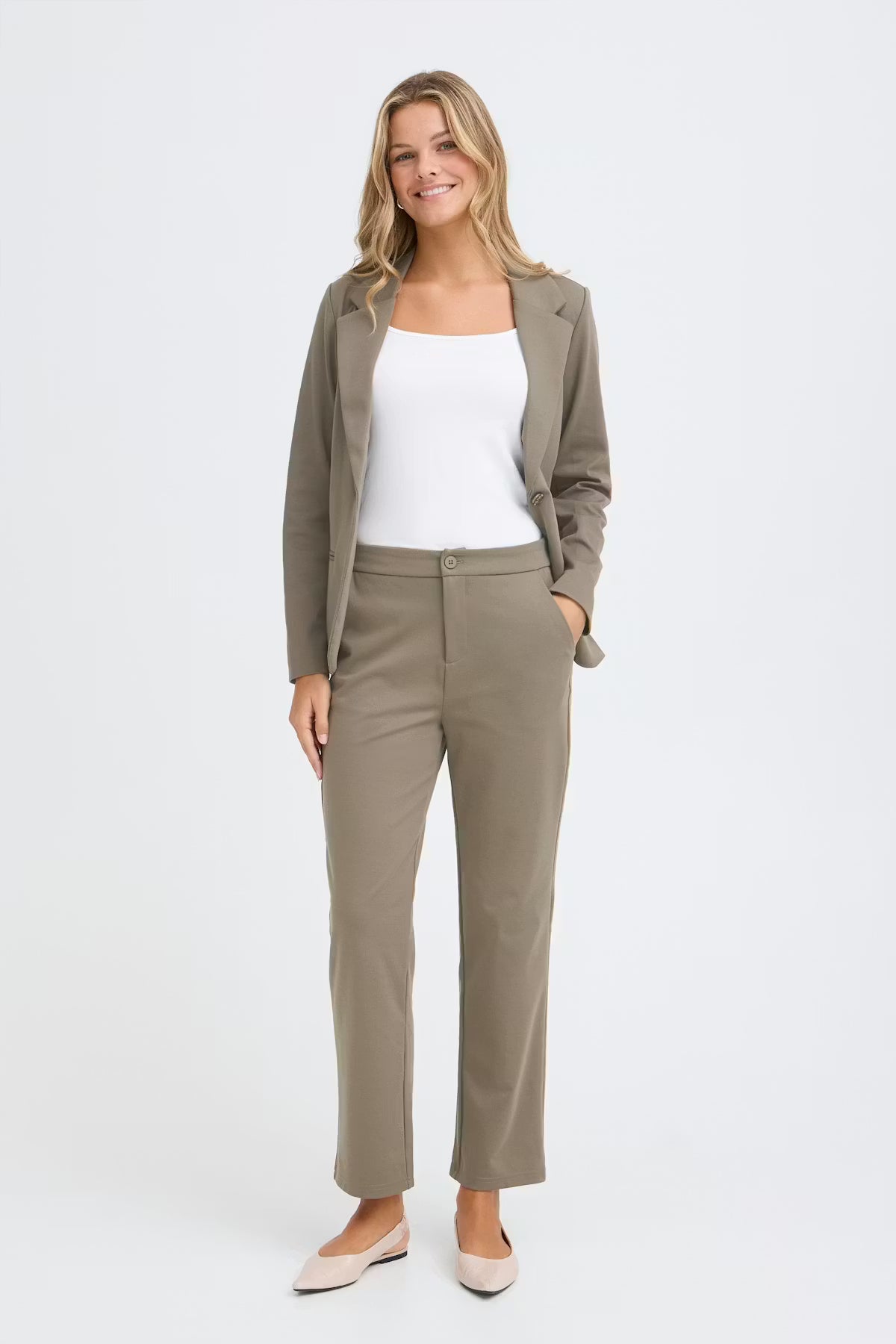 Fransa Pantalone Donna Gamba Dritta in Misto Viscosa