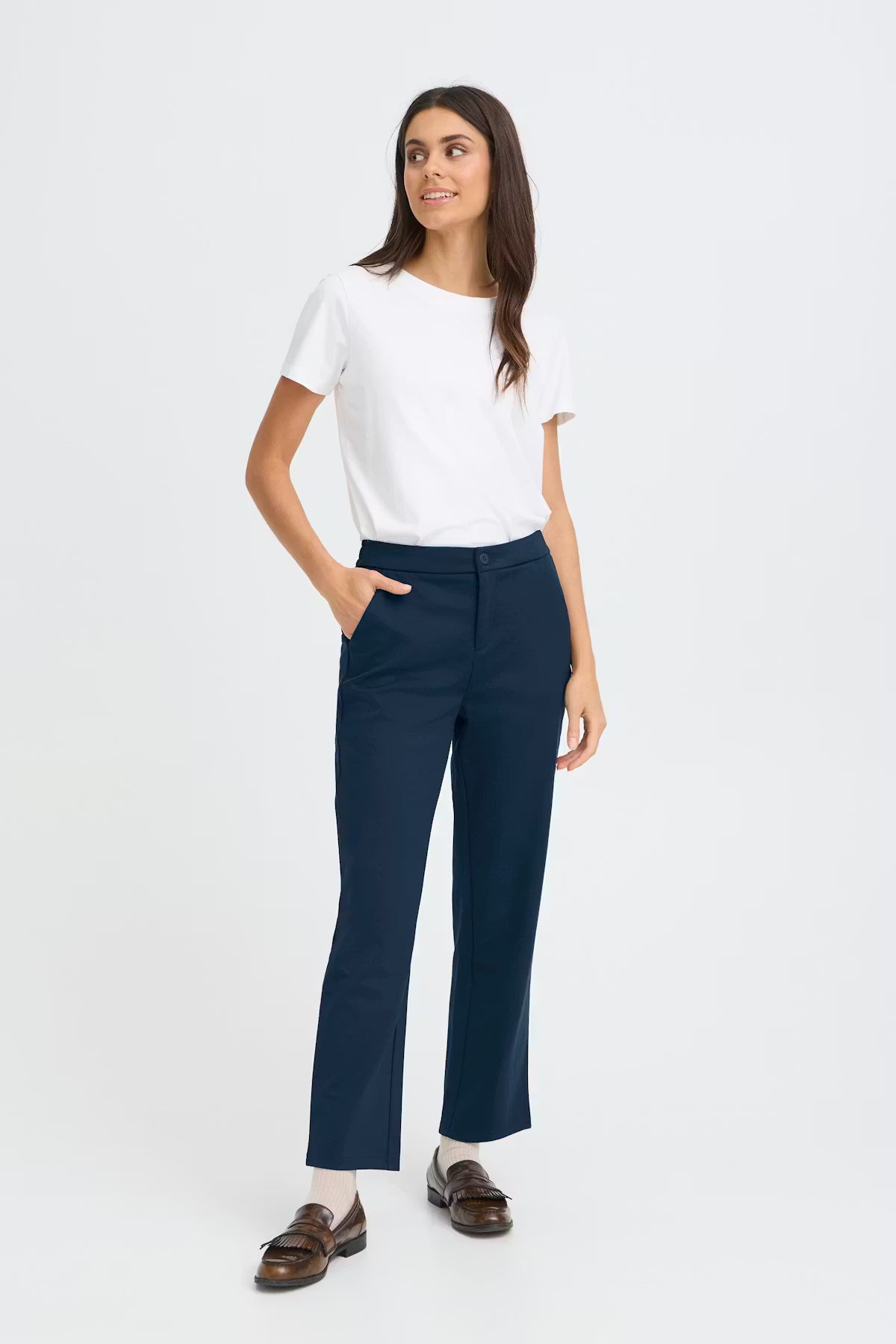 Fransa Pantalone Donna Gamba Dritta in Misto Viscosa