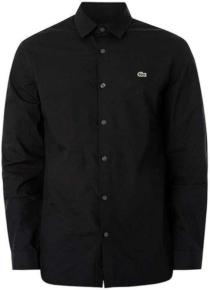 Camicia Uomo Lacoste CH5620 Slim Fit in Popeline Stretch di Cotone Organico Nero 031