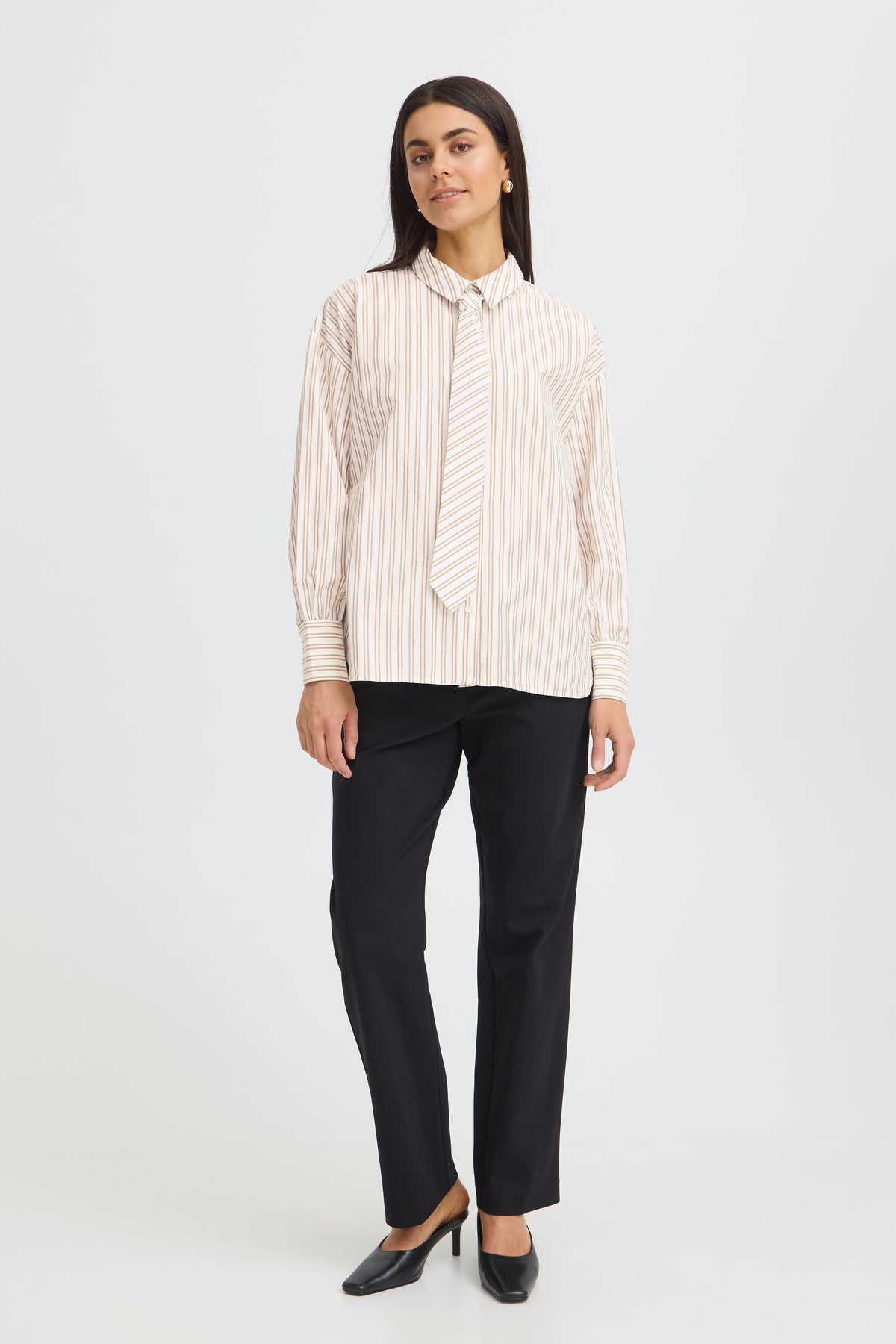 Fransa camicia Zaba White Tobacco Stripe indossata