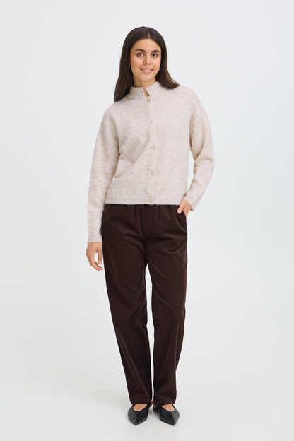 Fransa cardigan Sanny Oatmeal Melange indossato