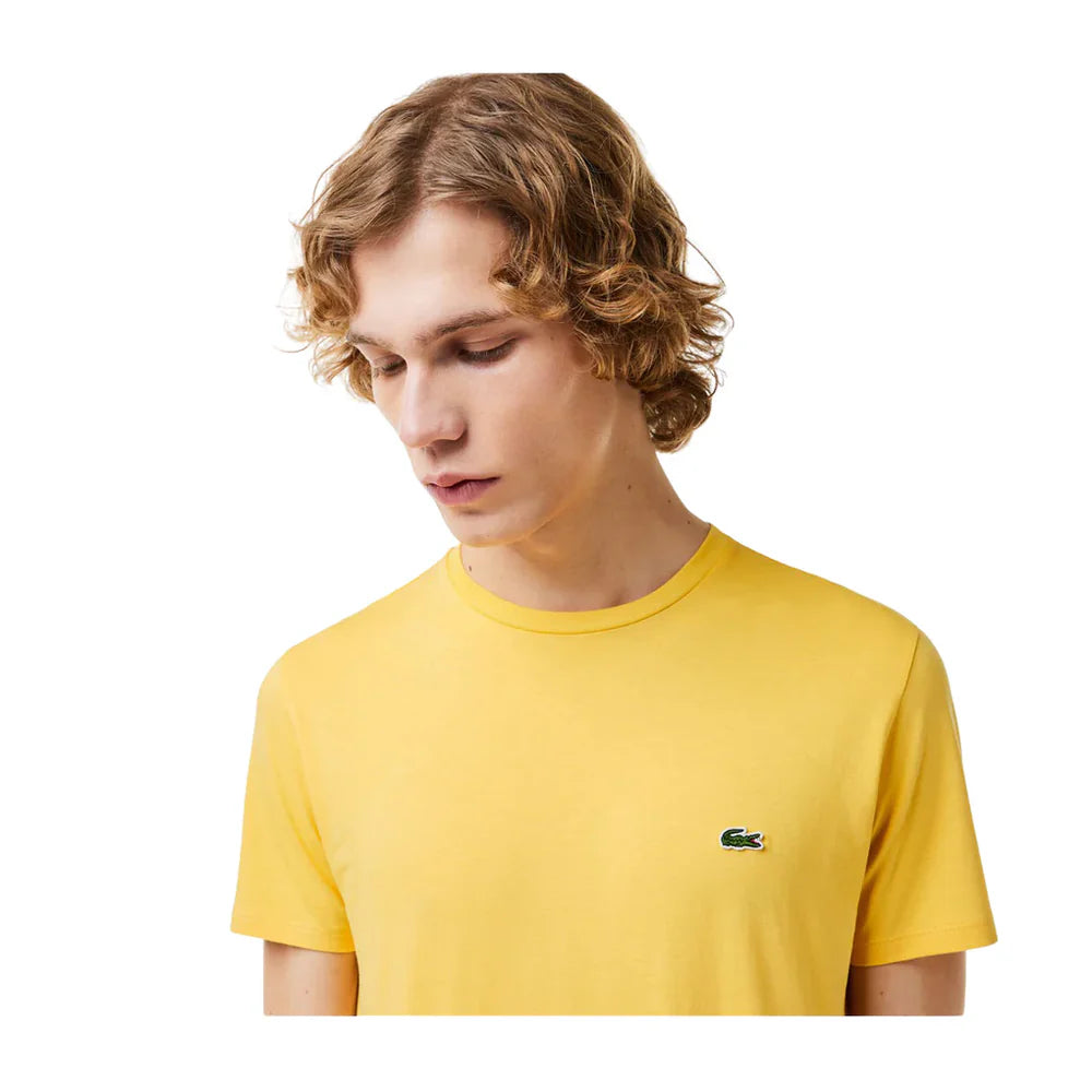 LACOSTE T-Shirt Uomo Manica Corta Cotone PIMA Giallo