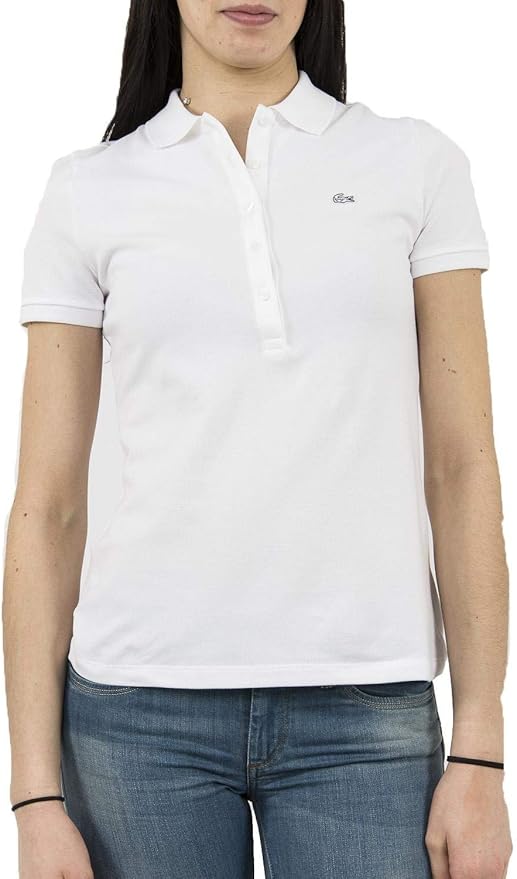 LACOSTE Polo Donna Slim fit in Piqué di cotone stretch con bottoni in madreperla