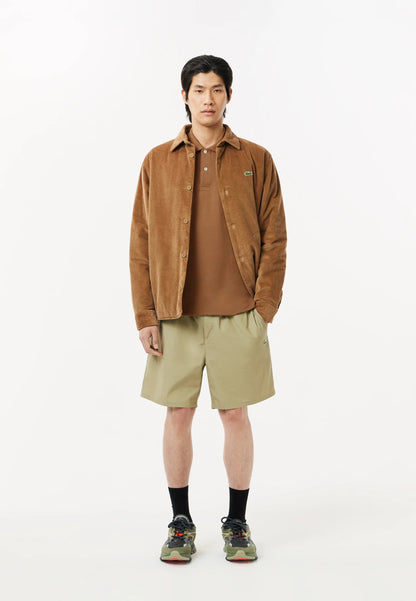 Polo Lacoste in Cotone Piqué Maniche Lunghe Marrone