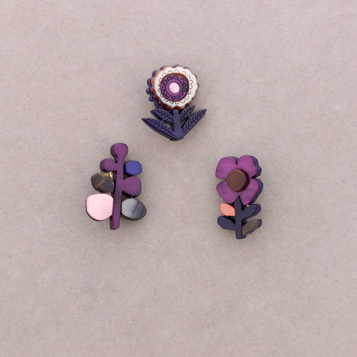 Set di Spille 3 Fiori Resina